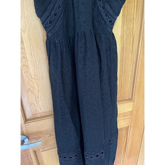 J.O.A. Los Angeles Black Lace A Line Dress Sz S Cross Front Sundress Wedding - Picture 3 of 8